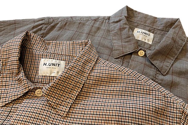 【H.UNIT】Voil check triple pocket short sleeves shirt