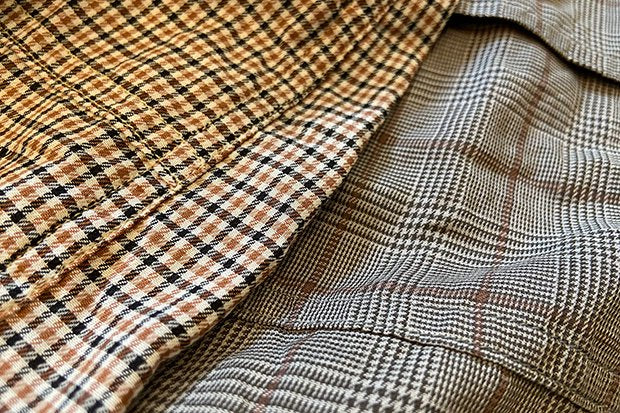 【H.UNIT】Voil check triple pocket short sleeves shirt
