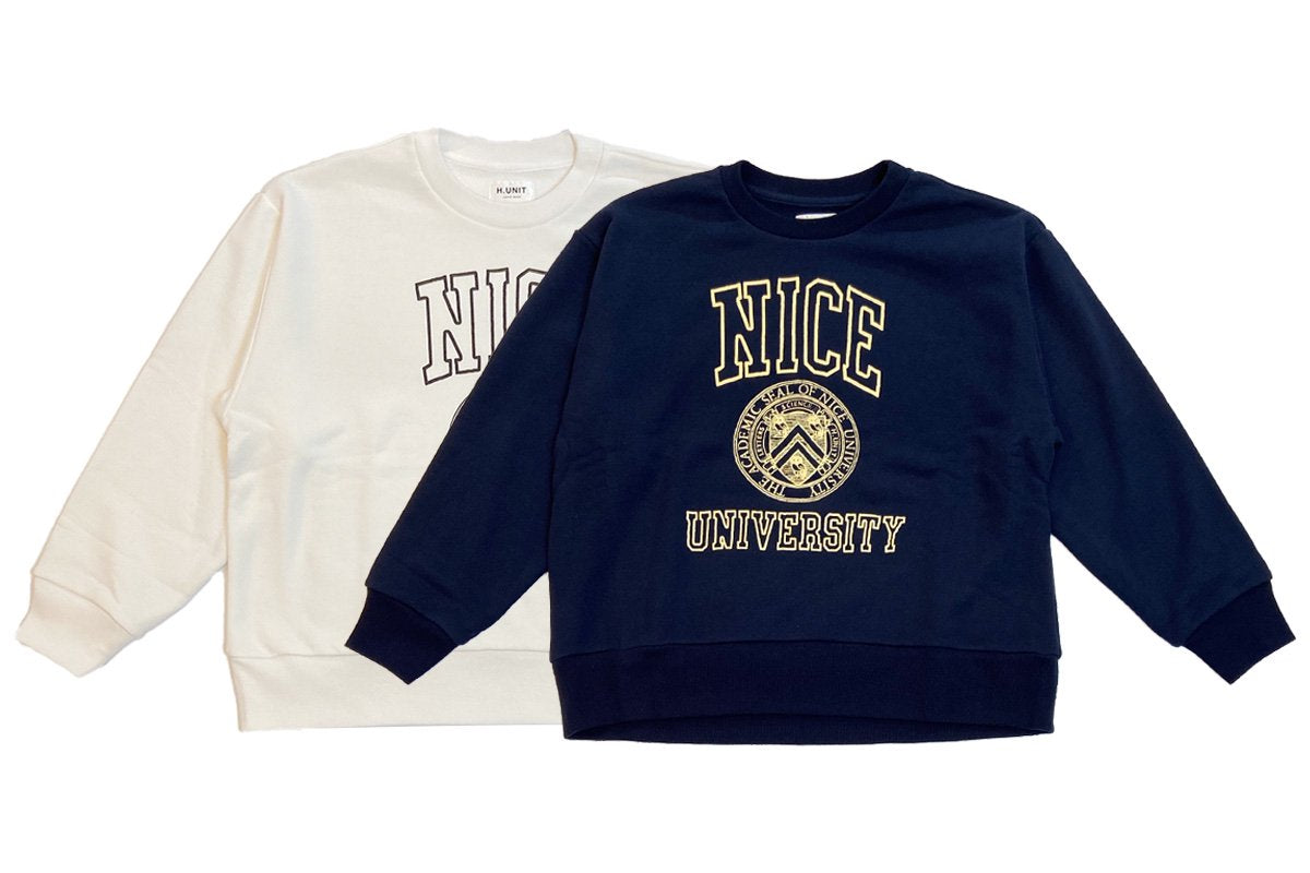 【H.UNIT】Nice college crewneck sweat