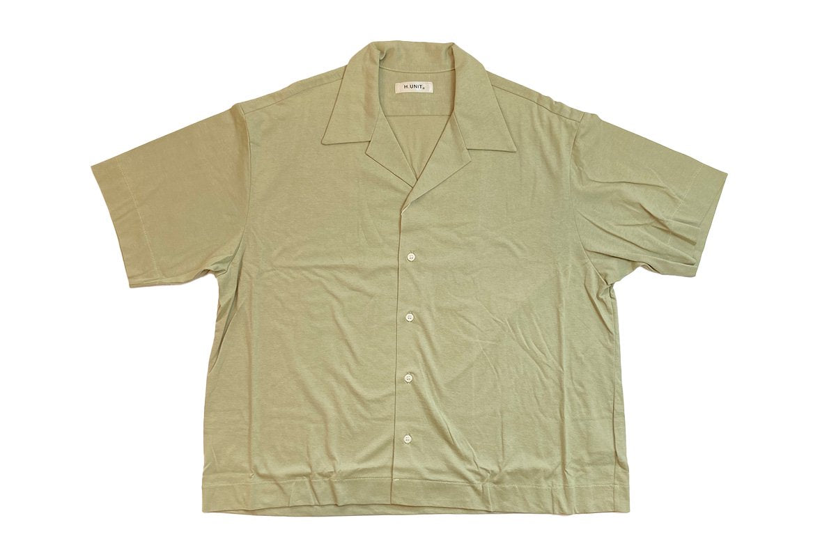 【H.UNIT】Jersey stitch open collar short sleeves shirt