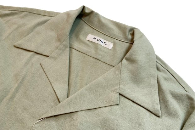 【H.UNIT】Jersey stitch open collar short sleeves shirt