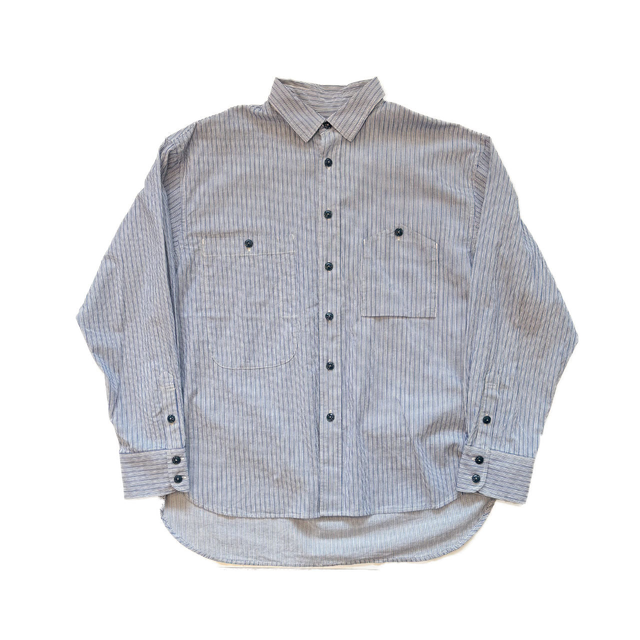 【H.UNIT】Dobby stripe big pocket work shirt