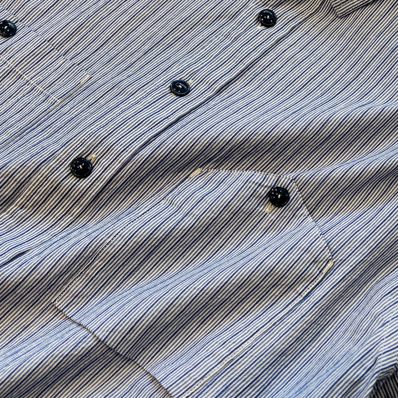 【H.UNIT】Dobby stripe big pocket work shirt