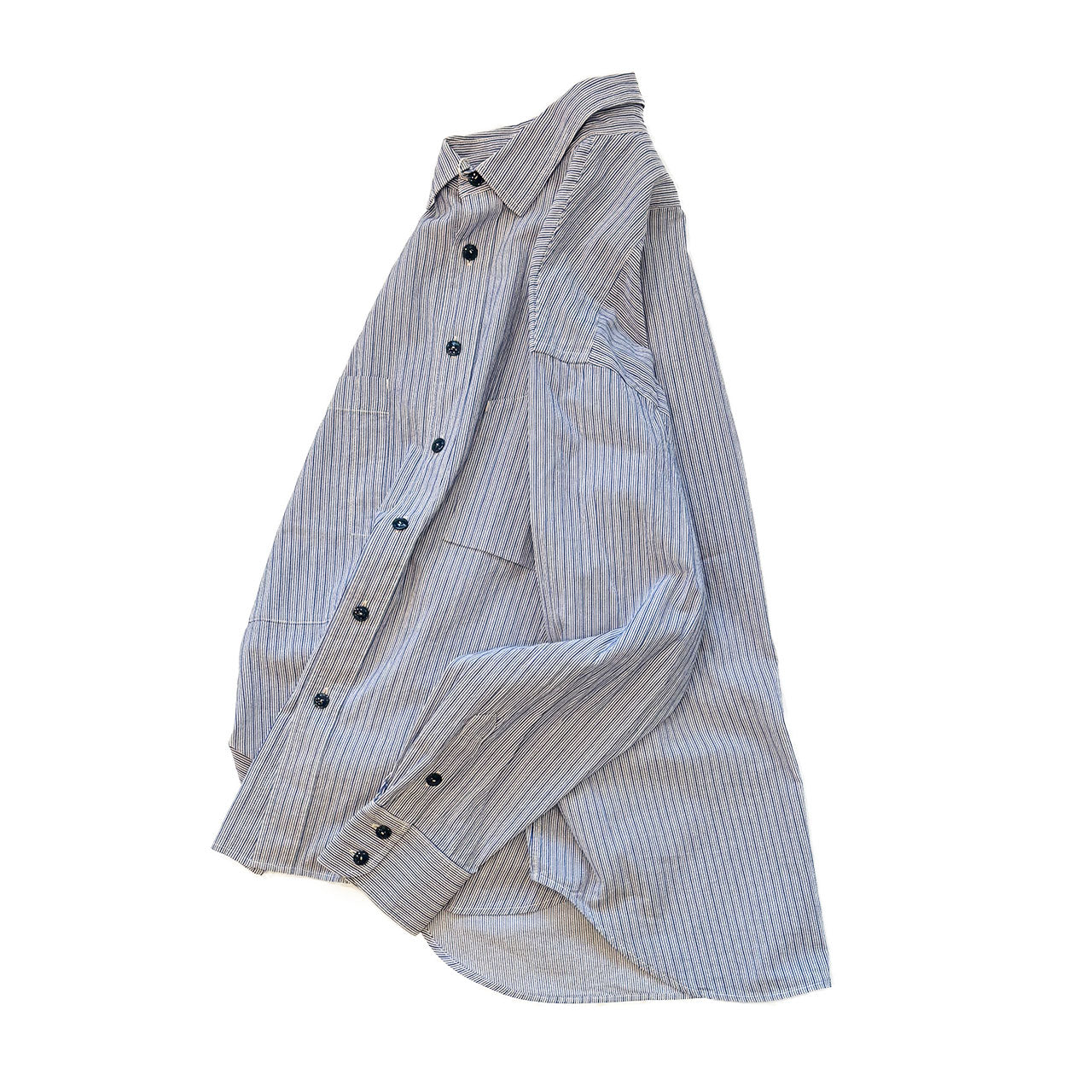 【H.UNIT】Dobby stripe big pocket work shirt