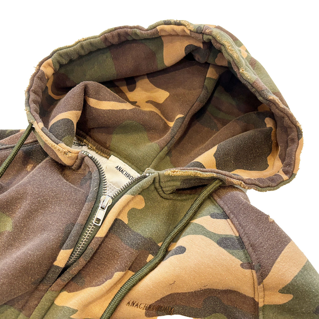 【ANACHRONORM】HARD DAMAGED INNER WAFFLE SWEAT PARKA WOODLAND|AN371