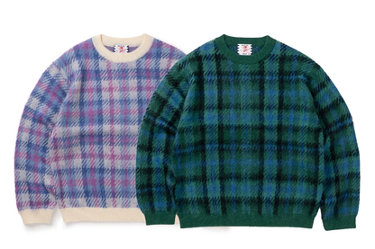 【SON OF THE CHEESE】CHECK MOHAIR CREWNECK SWEATER