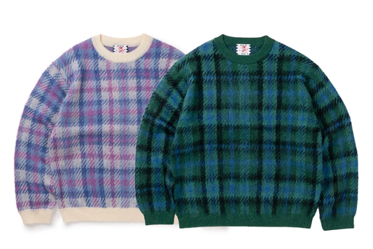 【SON OF THE CHEESE】CHECK MOHAIR CREWNECK SWEATER