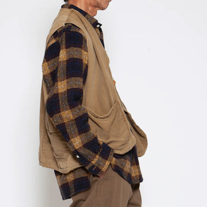 【THE CORONA UTILITY】W.C.W SHIRT PULLOVER / Yellow × Brown｜CS005-25-01