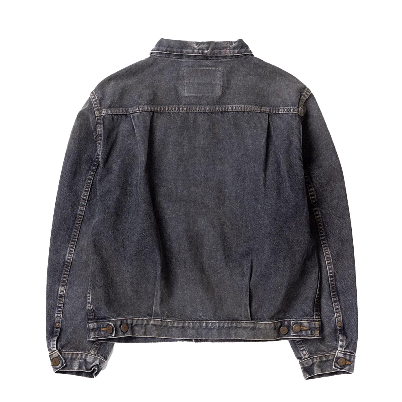 【ANACHRONORM】FRONT TUCK WASHED BLACK DENIM JACKET BLACK (AGING)｜AN341-W