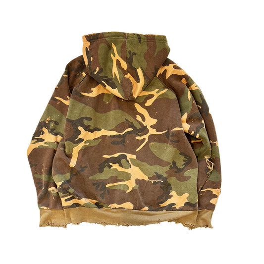【ANACHRONORM】HARD DAMAGED INNER WAFFLE SWEAT PARKA WOODLAND｜AN371