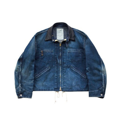 【H.UNIT】Denim zip work jacket(Washed)｜H-JK069