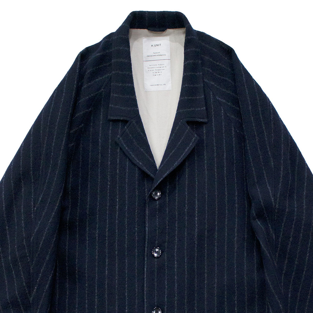【H.UNIT】Wool stripe raglan aterier coat｜H-CT031