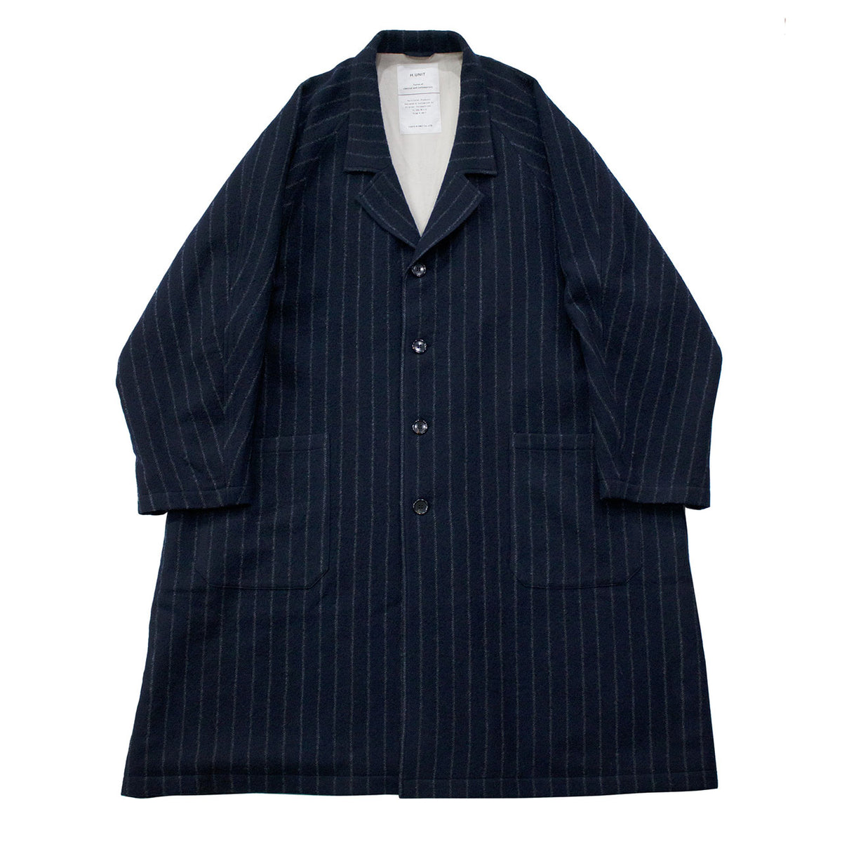 【H.UNIT】Wool stripe raglan aterier coat｜H-CT031